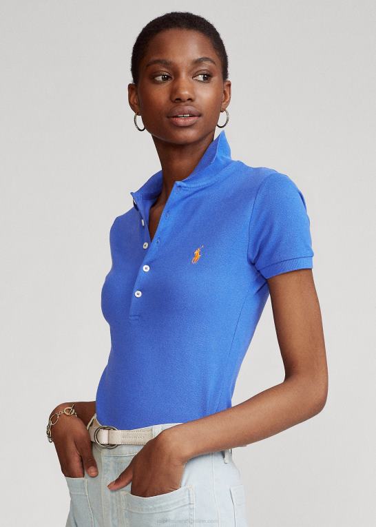 ny iris blå Kvinder Ralph Lauren slim fit stretch poloshirt Z426B3263