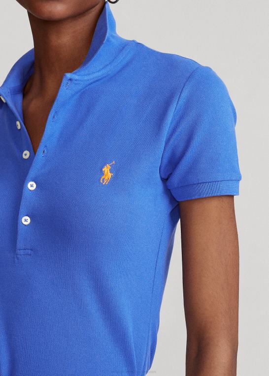ny iris blå Kvinder Ralph Lauren slim fit stretch poloshirt Z426B3263