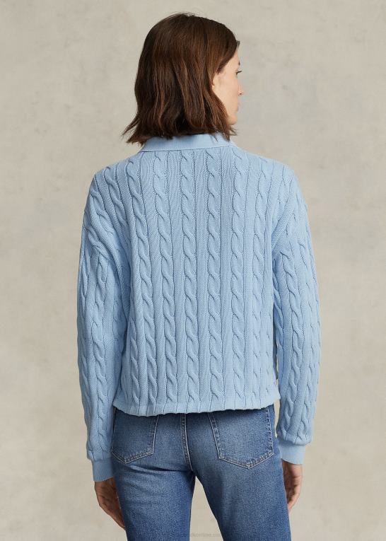 pudder blå Kvinder Ralph Lauren kabel bomuld poloshirt Z426B3174