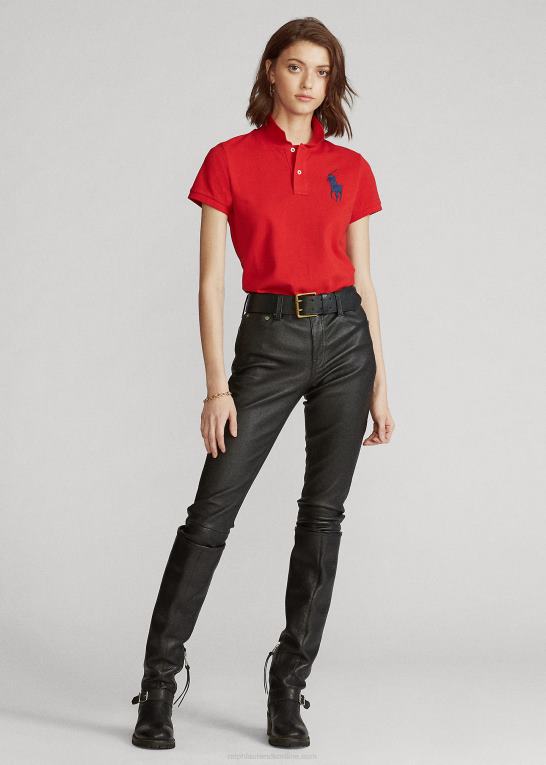 rød Kvinder Ralph Lauren skinny fit stor pony poloshirt Z426B4765