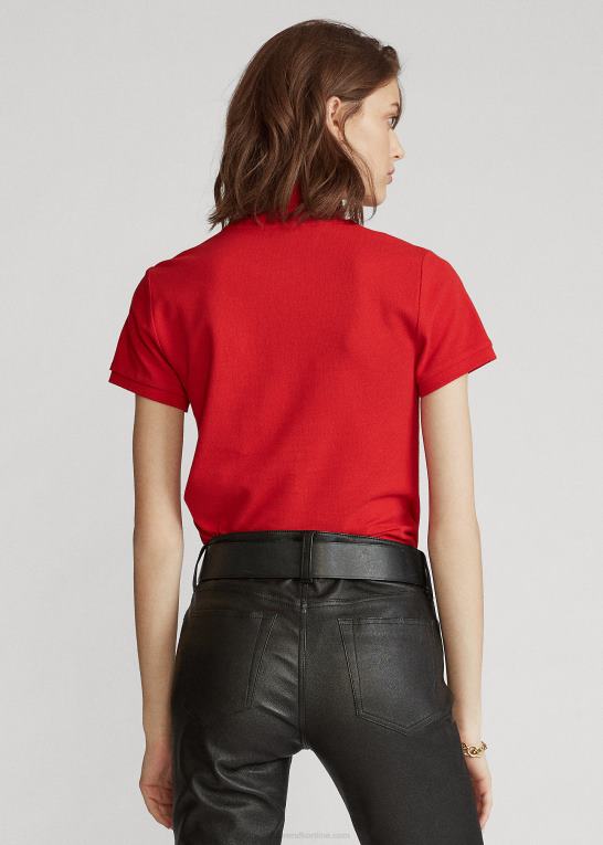 rød Kvinder Ralph Lauren skinny fit stor pony poloshirt Z426B4765