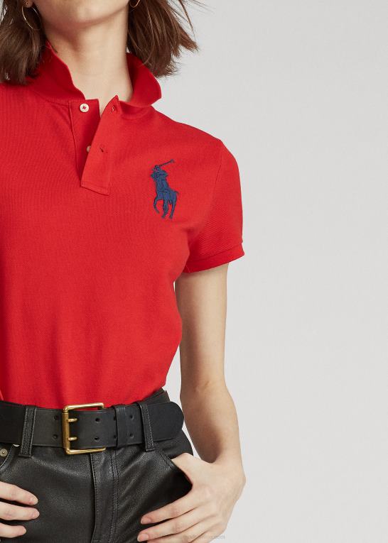 rød Kvinder Ralph Lauren skinny fit stor pony poloshirt Z426B4765