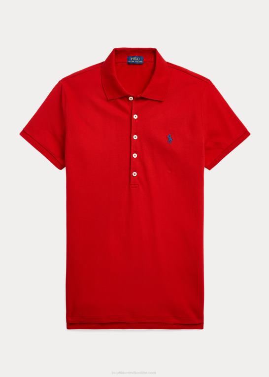 rød/marineblå Kvinder Ralph Lauren slim fit stretch poloshirt Z426B3248