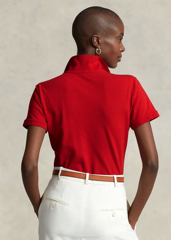 rød/marineblå Kvinder Ralph Lauren slim fit stretch poloshirt Z426B3248