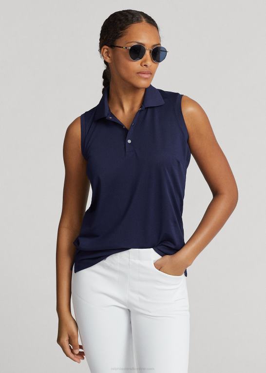 raffineret flåde Kvinder Ralph Lauren ærmeløs pique poloshirt Z426B3692