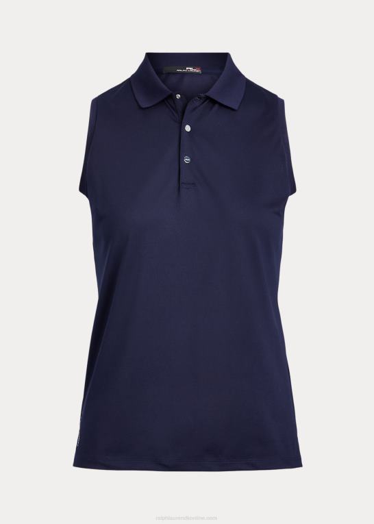 raffineret flåde Kvinder Ralph Lauren ærmeløs pique poloshirt Z426B3692
