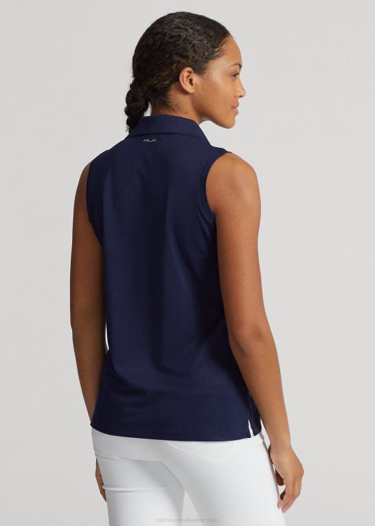 raffineret flåde Kvinder Ralph Lauren ærmeløs pique poloshirt Z426B3692