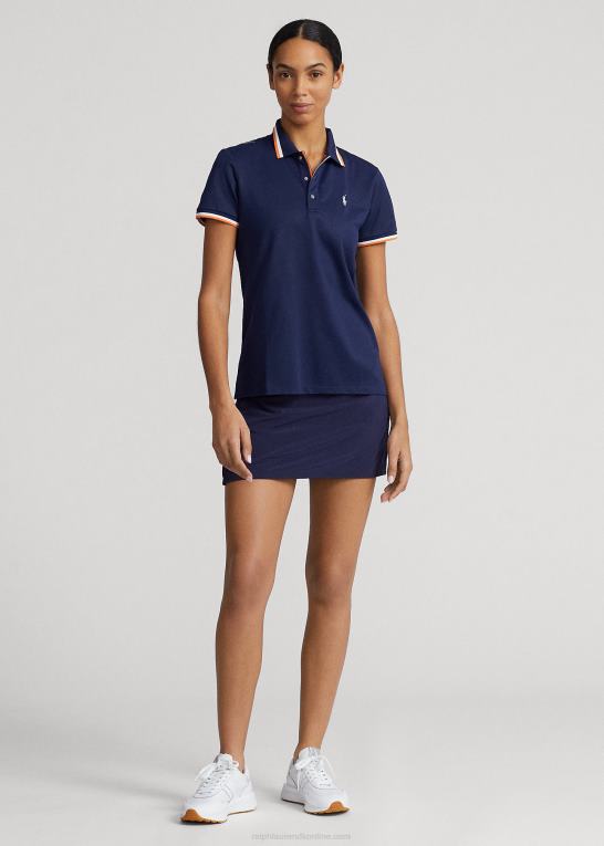 raffineret marineblå/hvid Kvinder Ralph Lauren skræddersyet pasform jersey poloshirt Z426B9390