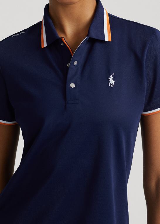 raffineret marineblå/hvid Kvinder Ralph Lauren skræddersyet pasform jersey poloshirt Z426B9390