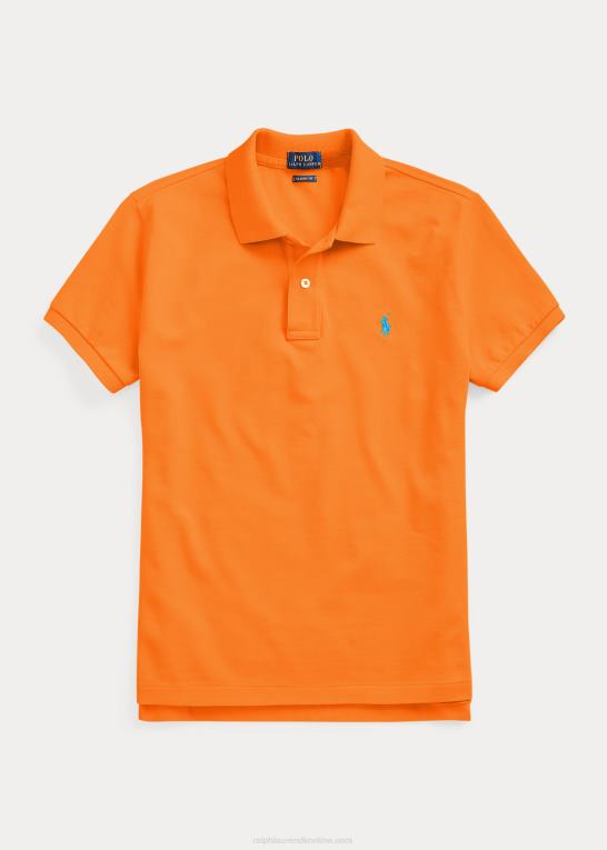 resort orange Kvinder Ralph Lauren klassisk pasform mesh poloshirt Z426B9218