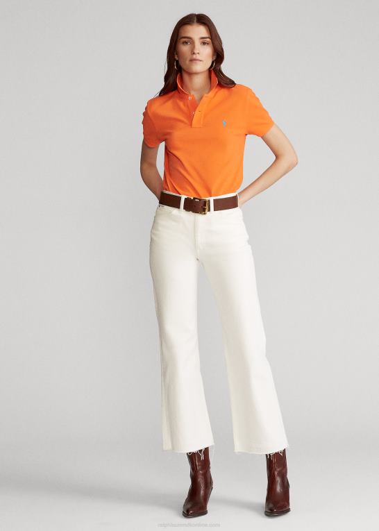 resort orange Kvinder Ralph Lauren klassisk pasform mesh poloshirt Z426B9218