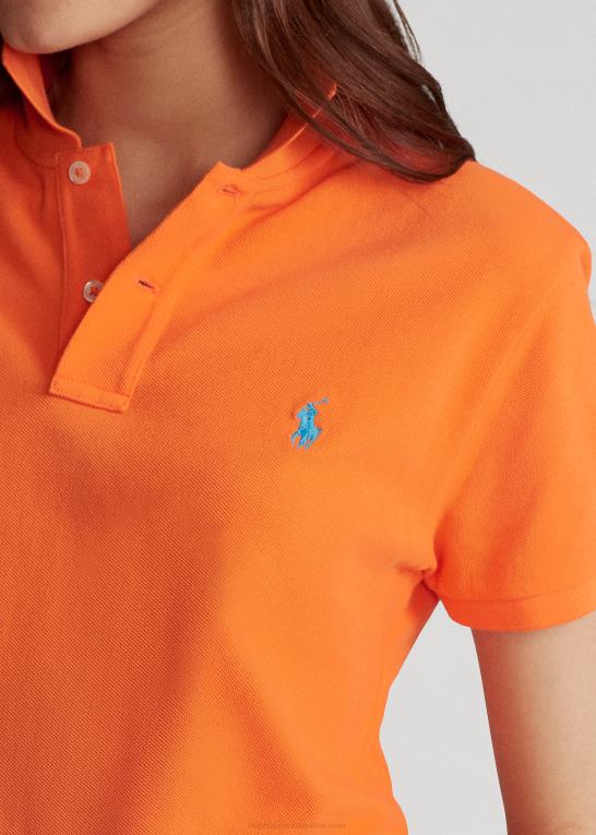 resort orange Kvinder Ralph Lauren klassisk pasform mesh poloshirt Z426B9218