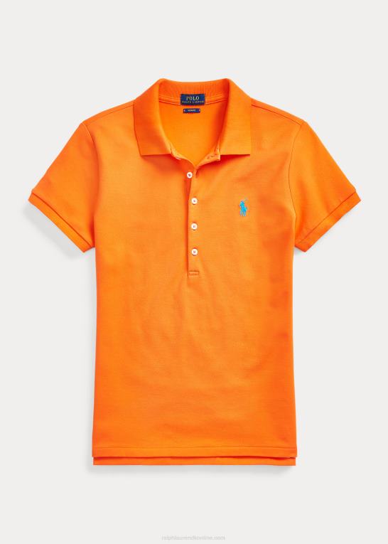 resort orange Kvinder Ralph Lauren slim fit stretch poloshirt Z426B3250