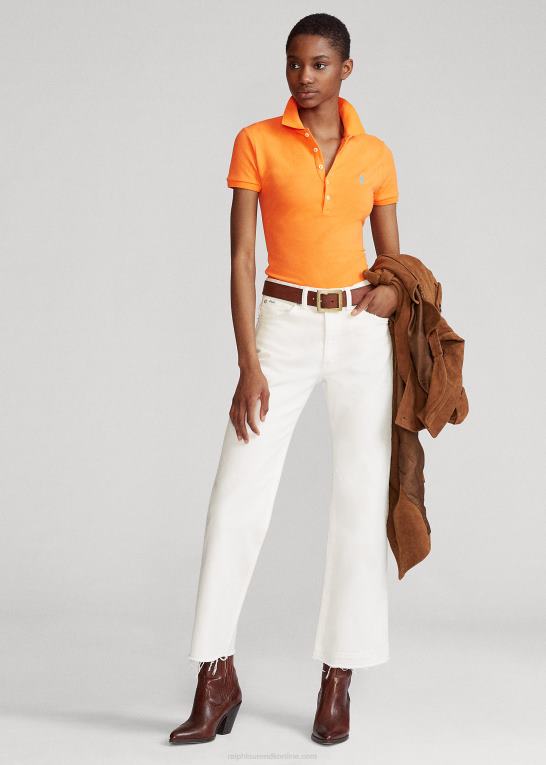 resort orange Kvinder Ralph Lauren slim fit stretch poloshirt Z426B3250