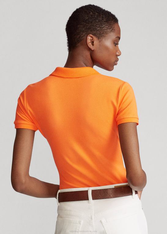 resort orange Kvinder Ralph Lauren slim fit stretch poloshirt Z426B3250