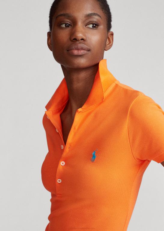 resort orange Kvinder Ralph Lauren slim fit stretch poloshirt Z426B3250