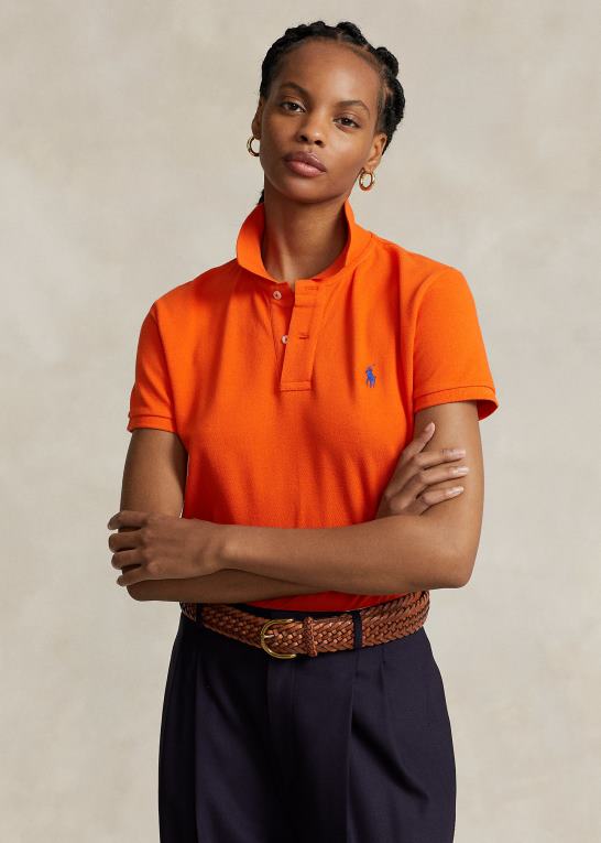 sejler orange Kvinder Ralph Lauren klassisk pasform mesh poloshirt Z426B9212