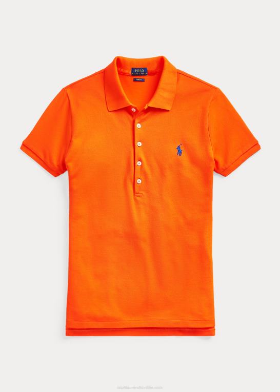 sejler orange Kvinder Ralph Lauren slim fit stretch poloshirt Z426B3249