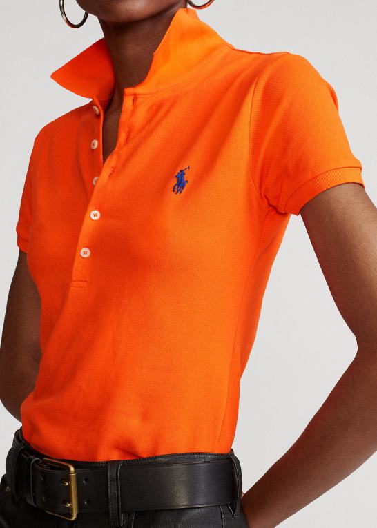 sejler orange Kvinder Ralph Lauren slim fit stretch poloshirt Z426B3249