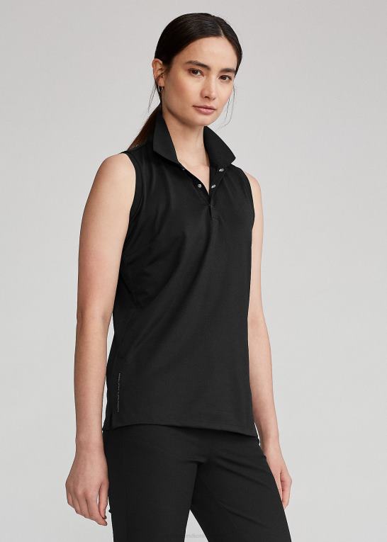 sort Kvinder Ralph Lauren klassisk pasform pique ærmeløs poloshirt Z426B3748