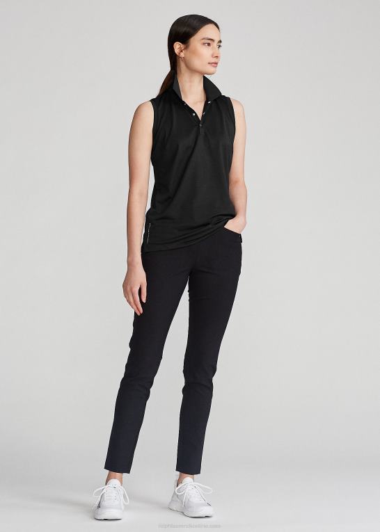 sort Kvinder Ralph Lauren klassisk pasform pique ærmeløs poloshirt Z426B3748