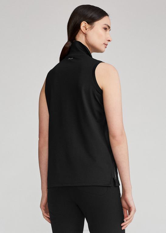 sort Kvinder Ralph Lauren klassisk pasform pique ærmeløs poloshirt Z426B3748