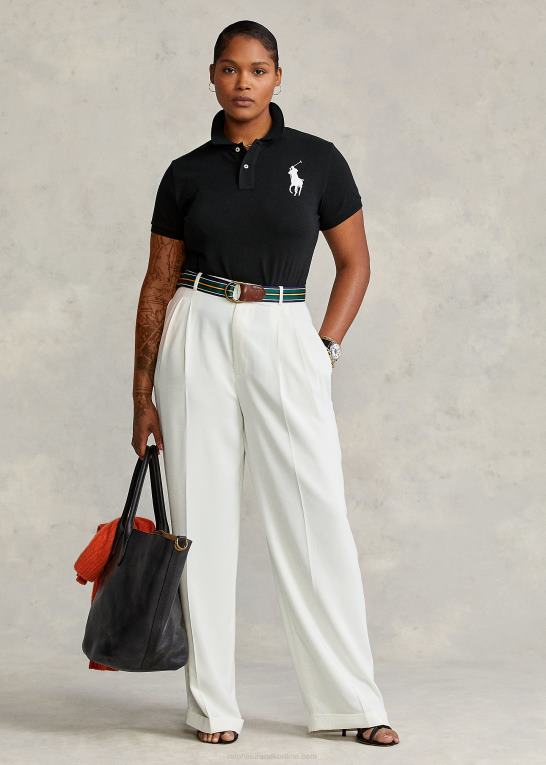 sort Kvinder Ralph Lauren skinny fit stor pony poloshirt Z426B4763