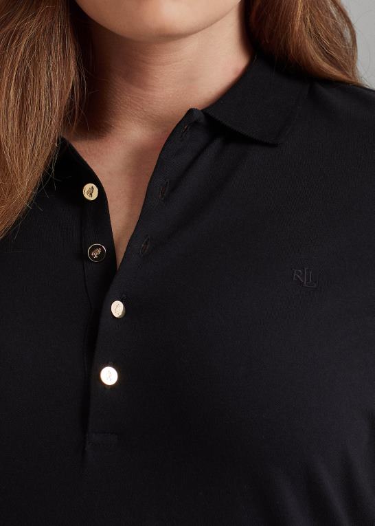 sort Kvinder Ralph Lauren stretch pique poloshirt Z426B4626