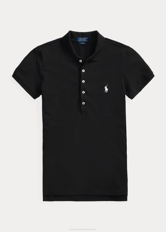 sort hvid Kvinder Ralph Lauren slim fit stretch poloshirt Z426B3273