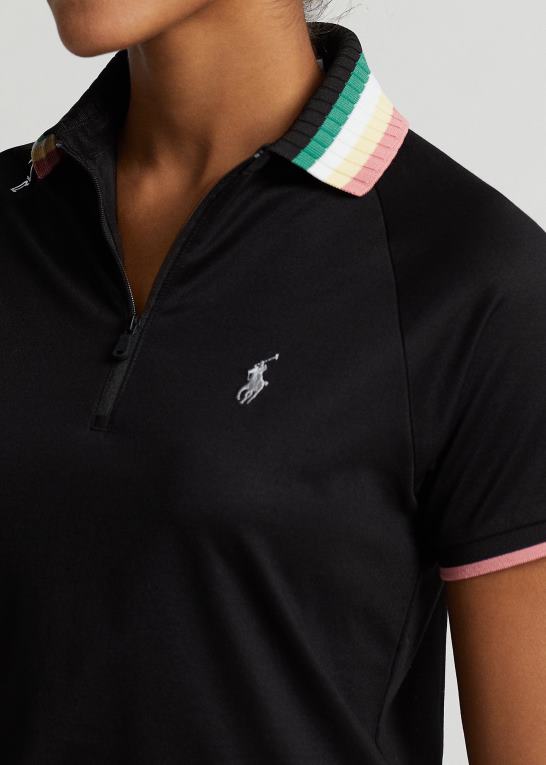 sort/ørkenrose Kvinder Ralph Lauren skræddersyet poloshirt med kvart lynlås Z426B9400
