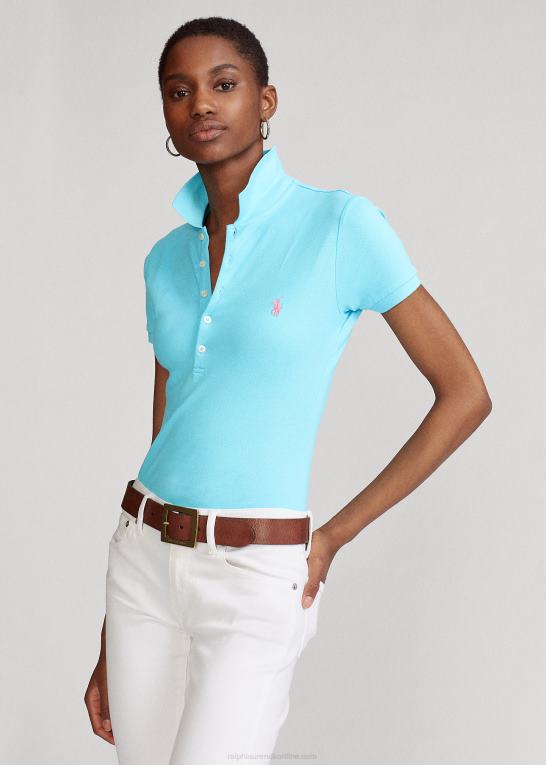 turkis nova Kvinder Ralph Lauren slim fit stretch poloshirt Z426B3261