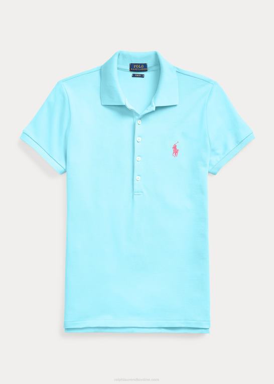 turkis nova Kvinder Ralph Lauren slim fit stretch poloshirt Z426B3261
