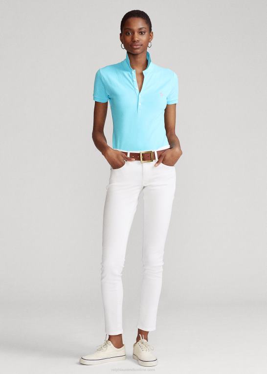 turkis nova Kvinder Ralph Lauren slim fit stretch poloshirt Z426B3261