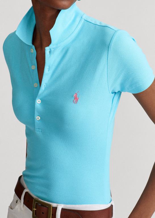 turkis nova Kvinder Ralph Lauren slim fit stretch poloshirt Z426B3261