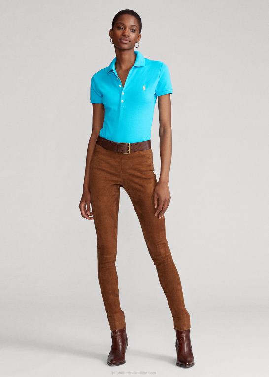vig blå Kvinder Ralph Lauren slim fit stretch poloshirt Z426B3262