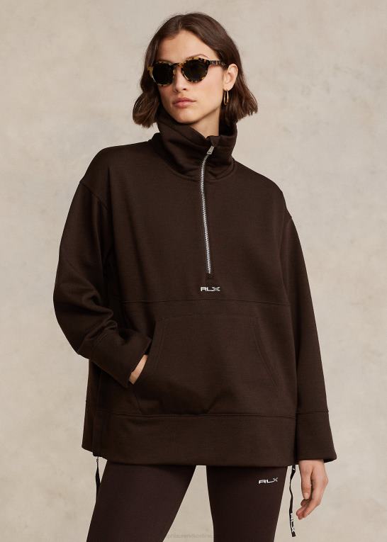 antik brun Kvinder Ralph Lauren fleecetunika med kvart lynlås Z426B3093