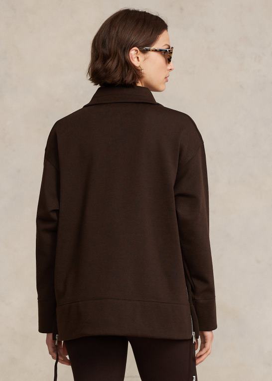 antik brun Kvinder Ralph Lauren fleecetunika med kvart lynlås Z426B3093