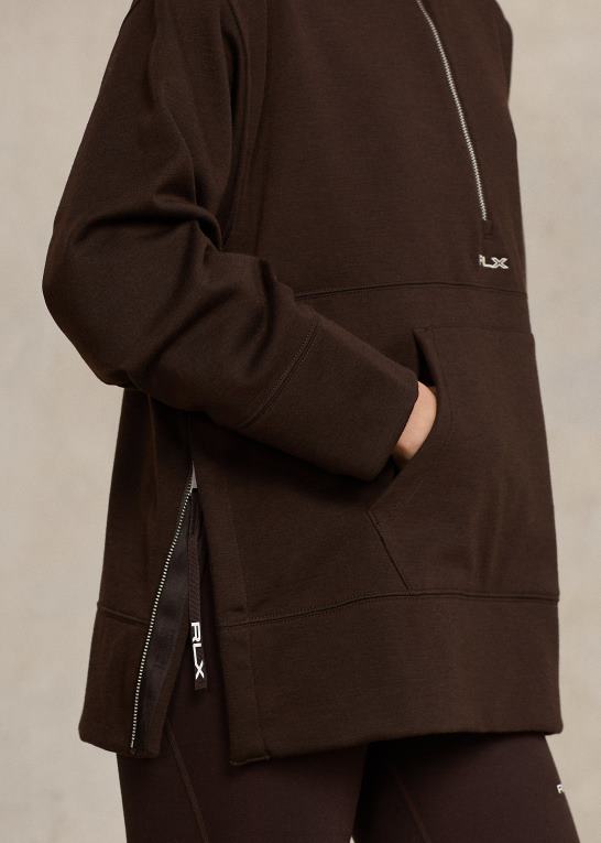 antik brun Kvinder Ralph Lauren fleecetunika med kvart lynlås Z426B3093