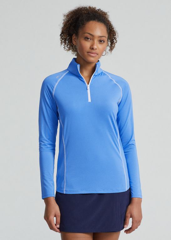 florida blå/kongeblå Kvinder Ralph Lauren jersey pullover med kvart lynlås Z426B3701