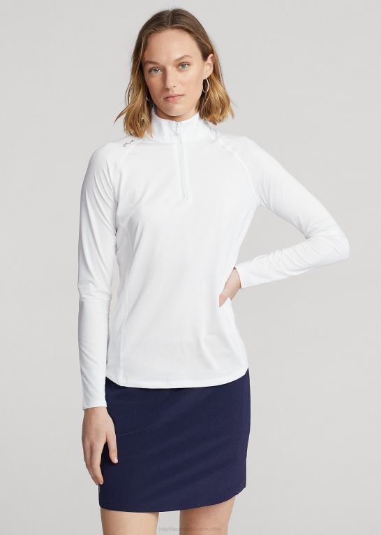 keramisk hvid Kvinder Ralph Lauren jersey pullover med kvart lynlås Z426B3702