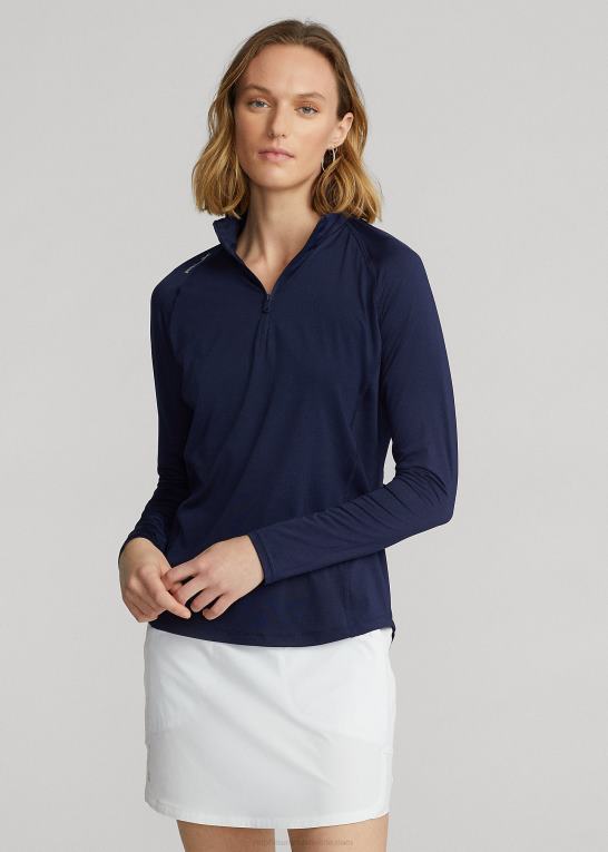 raffineret flåde Kvinder Ralph Lauren jersey pullover med kvart lynlås Z426B3699