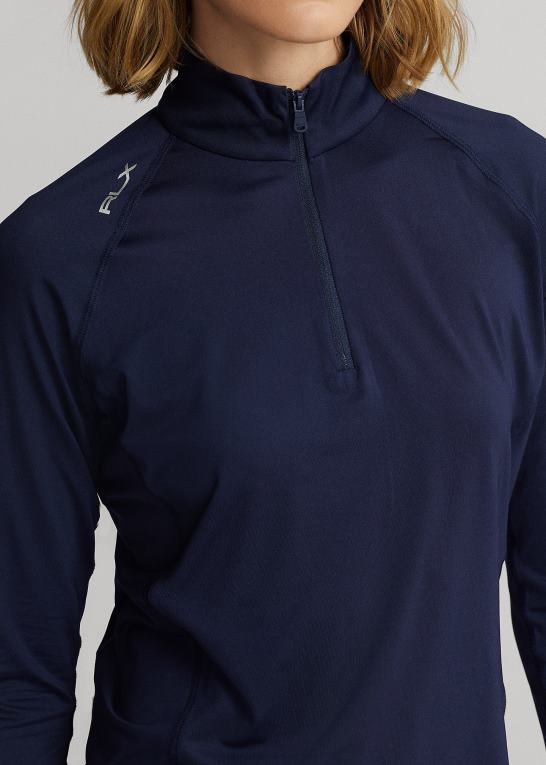 raffineret flåde Kvinder Ralph Lauren jersey pullover med kvart lynlås Z426B3699