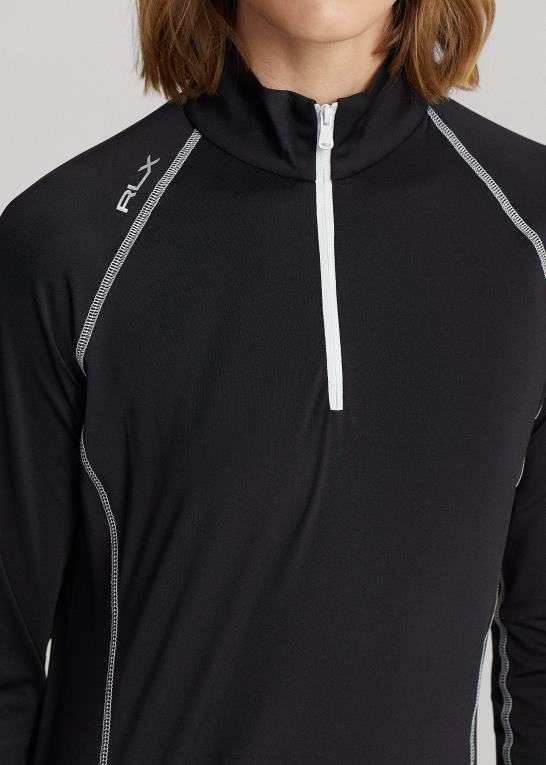 sort Kvinder Ralph Lauren jersey pullover med kvart lynlås Z426B3700