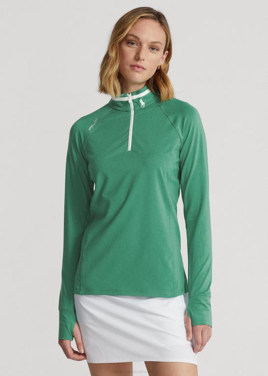 tømmerflåde grøn/keramik hvid Kvinder Ralph Lauren pullover i stretch-jersey med kvart lynlås Z426B9409
