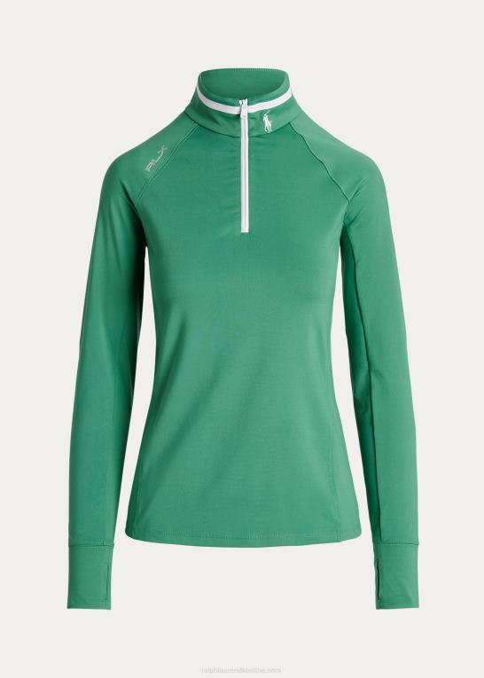 tømmerflåde grøn/keramik hvid Kvinder Ralph Lauren pullover i stretch-jersey med kvart lynlås Z426B9409