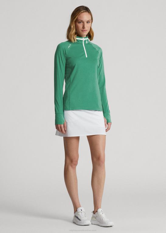 tømmerflåde grøn/keramik hvid Kvinder Ralph Lauren pullover i stretch-jersey med kvart lynlås Z426B9409