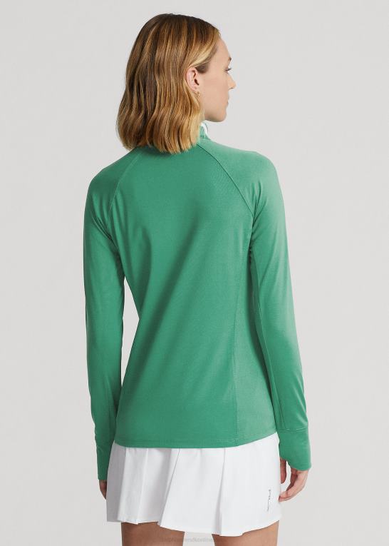 tømmerflåde grøn/keramik hvid Kvinder Ralph Lauren pullover i stretch-jersey med kvart lynlås Z426B9409
