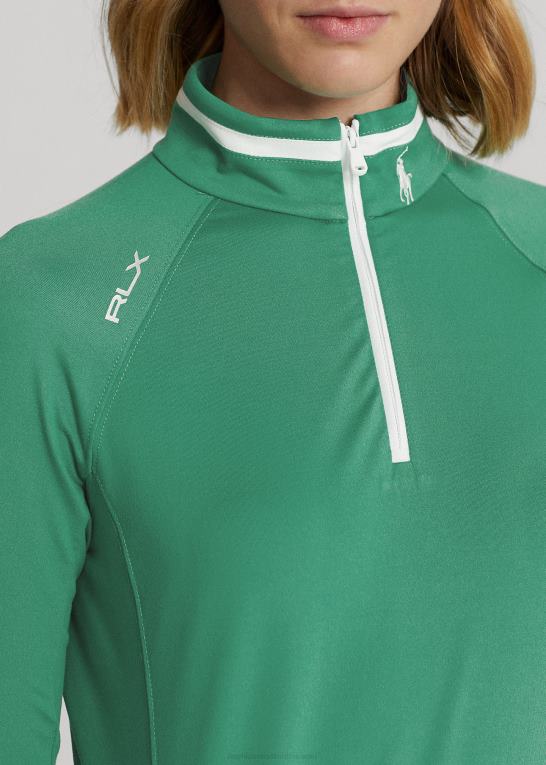 tømmerflåde grøn/keramik hvid Kvinder Ralph Lauren pullover i stretch-jersey med kvart lynlås Z426B9409