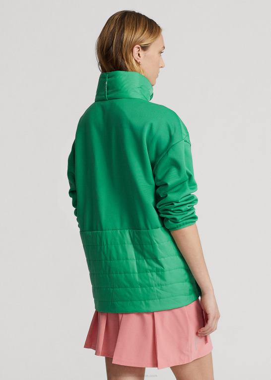 tømmerflådegrøn/ørkenrose Kvinder Ralph Lauren hybrid pullover med quiltet panel Z426B3745