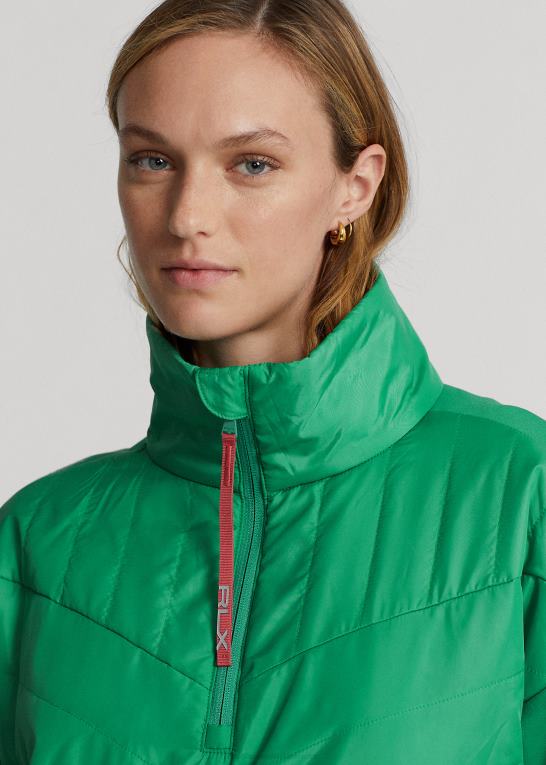 tømmerflådegrøn/ørkenrose Kvinder Ralph Lauren hybrid pullover med quiltet panel Z426B3745